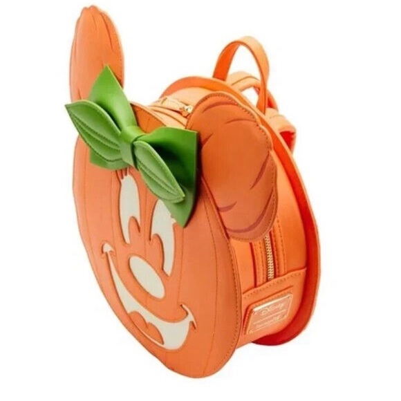 Loungefly Disney Minnie Mouse Glow in the Dark Pumpkin Mini Backpack - Picture 3 of 6